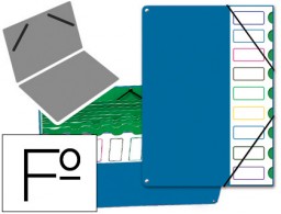Carpeta clasificadora 9 departamentos Pardo Folio plástico azul